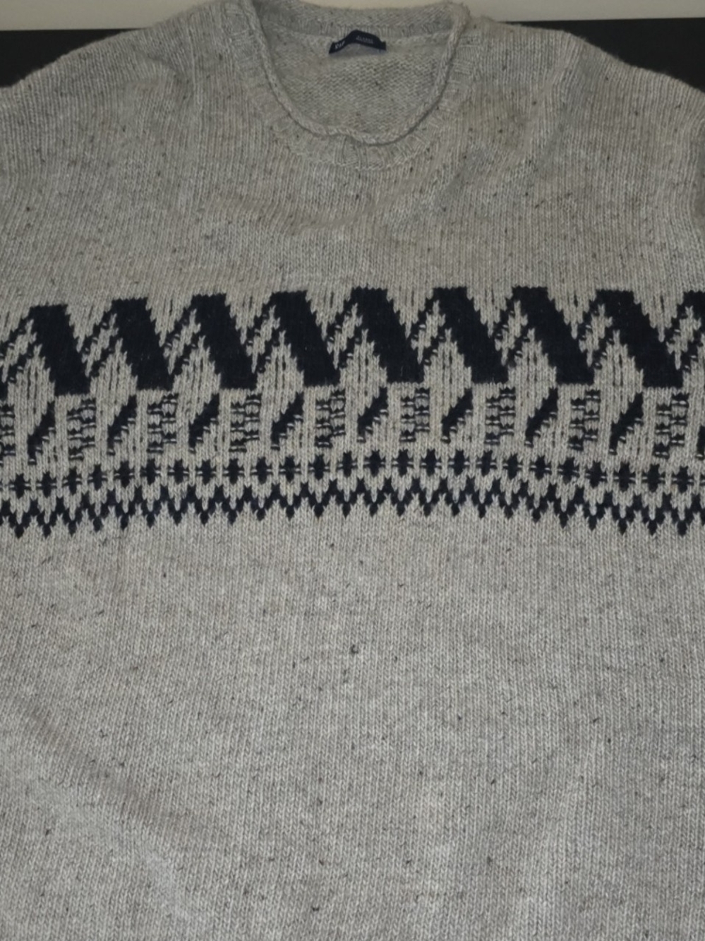 GAP Mens XL 80% Wool Tweed Donegal Flecked Fair Isle Crewneck Sweater - Picture 4 of 4